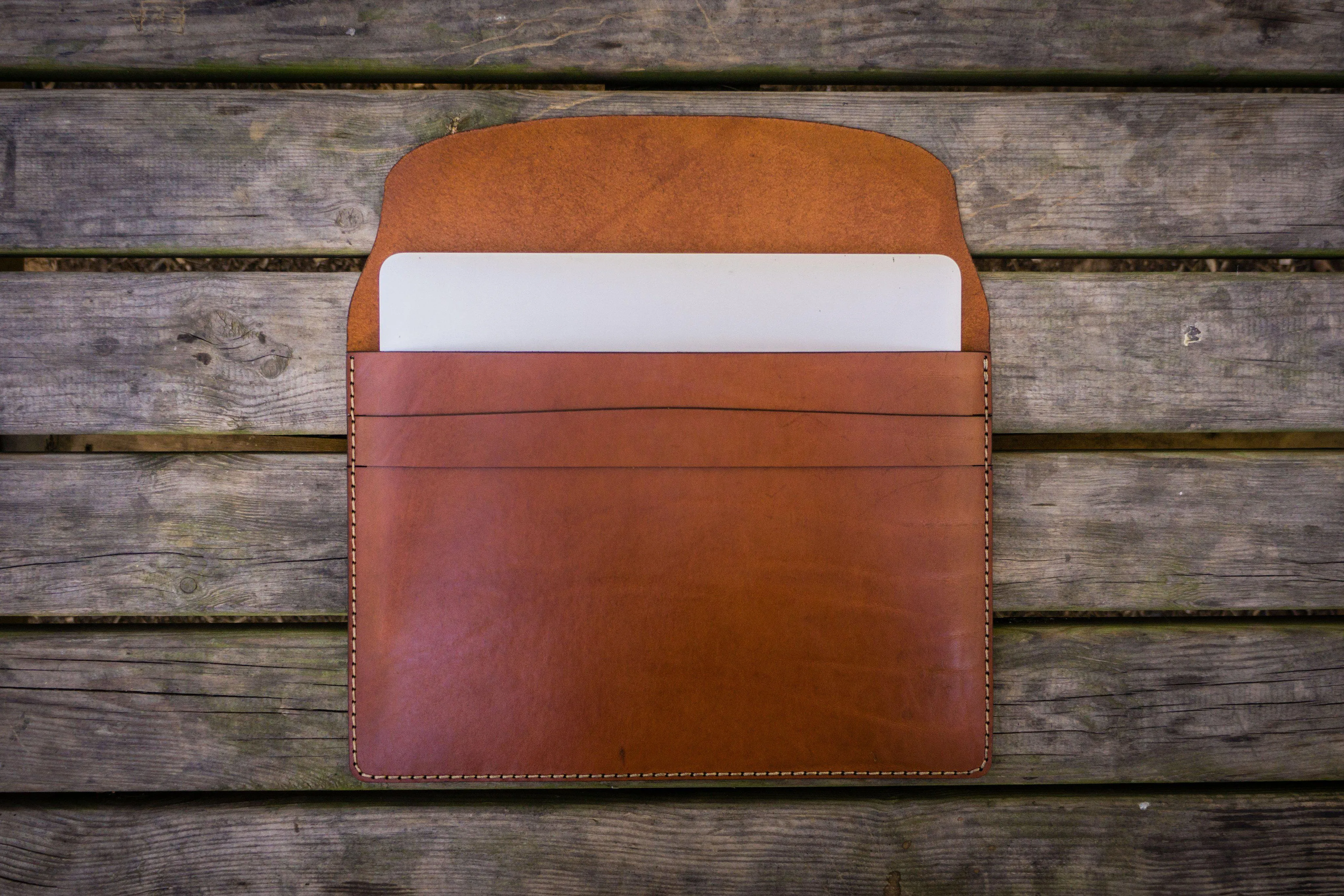 Personalized Leather MacBook Sleeves - Brown