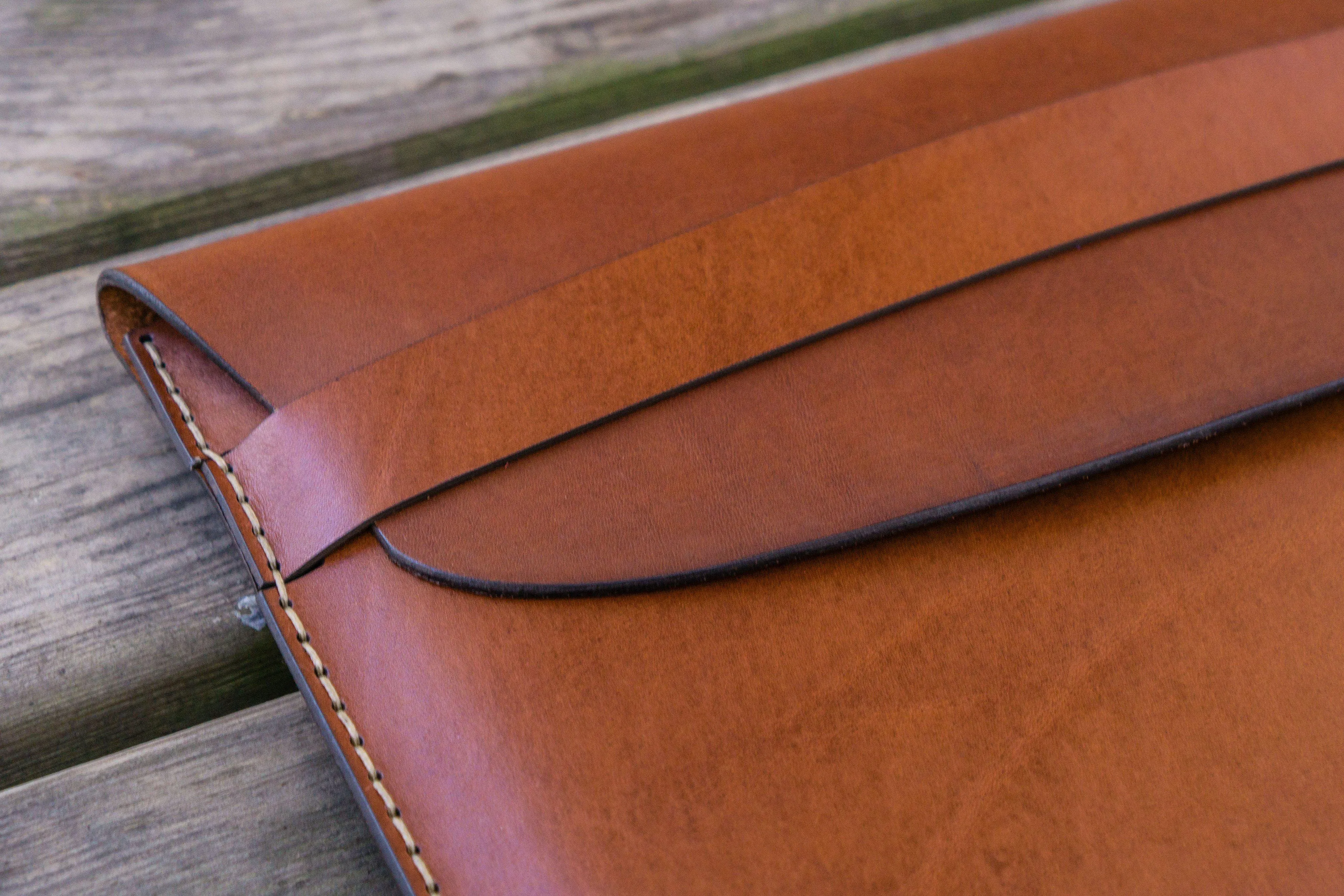 Personalized Leather MacBook Sleeves - Brown