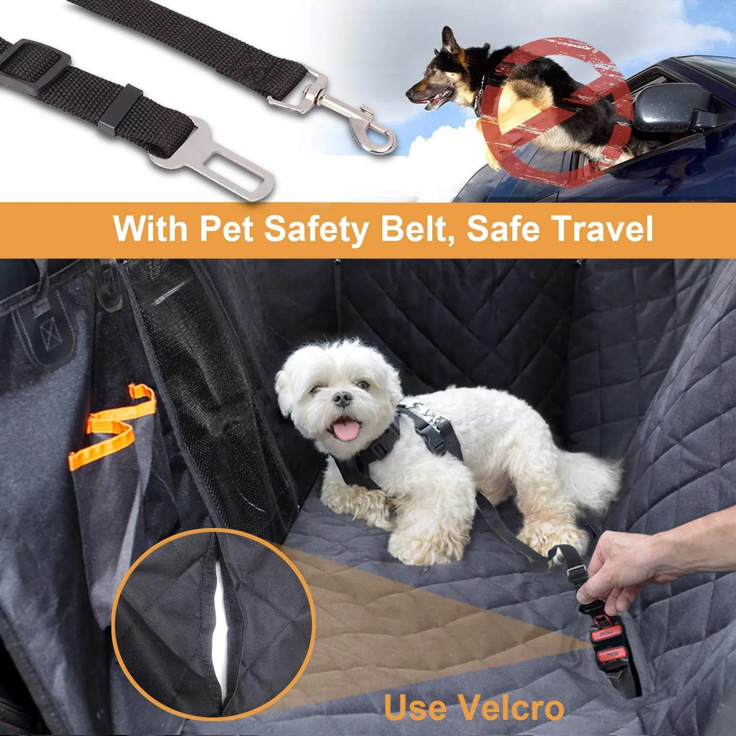 Pet Seat Cover with Seat Belt