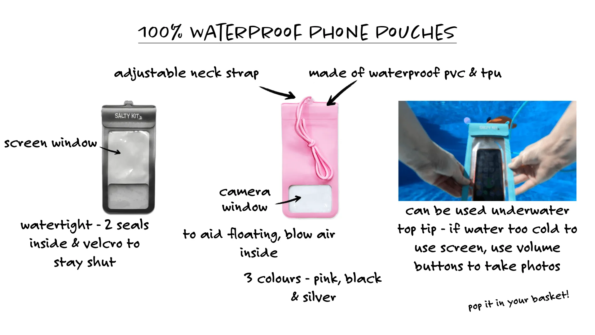 Pink Waterproof Phone Case - IPX8 rated