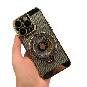 Plating Heat Dissipation Mesh Grid Magnetic Gyroscope Rotating Bracket Case For IPhone