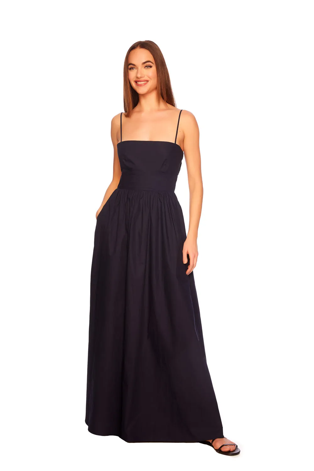 poplin open back dress