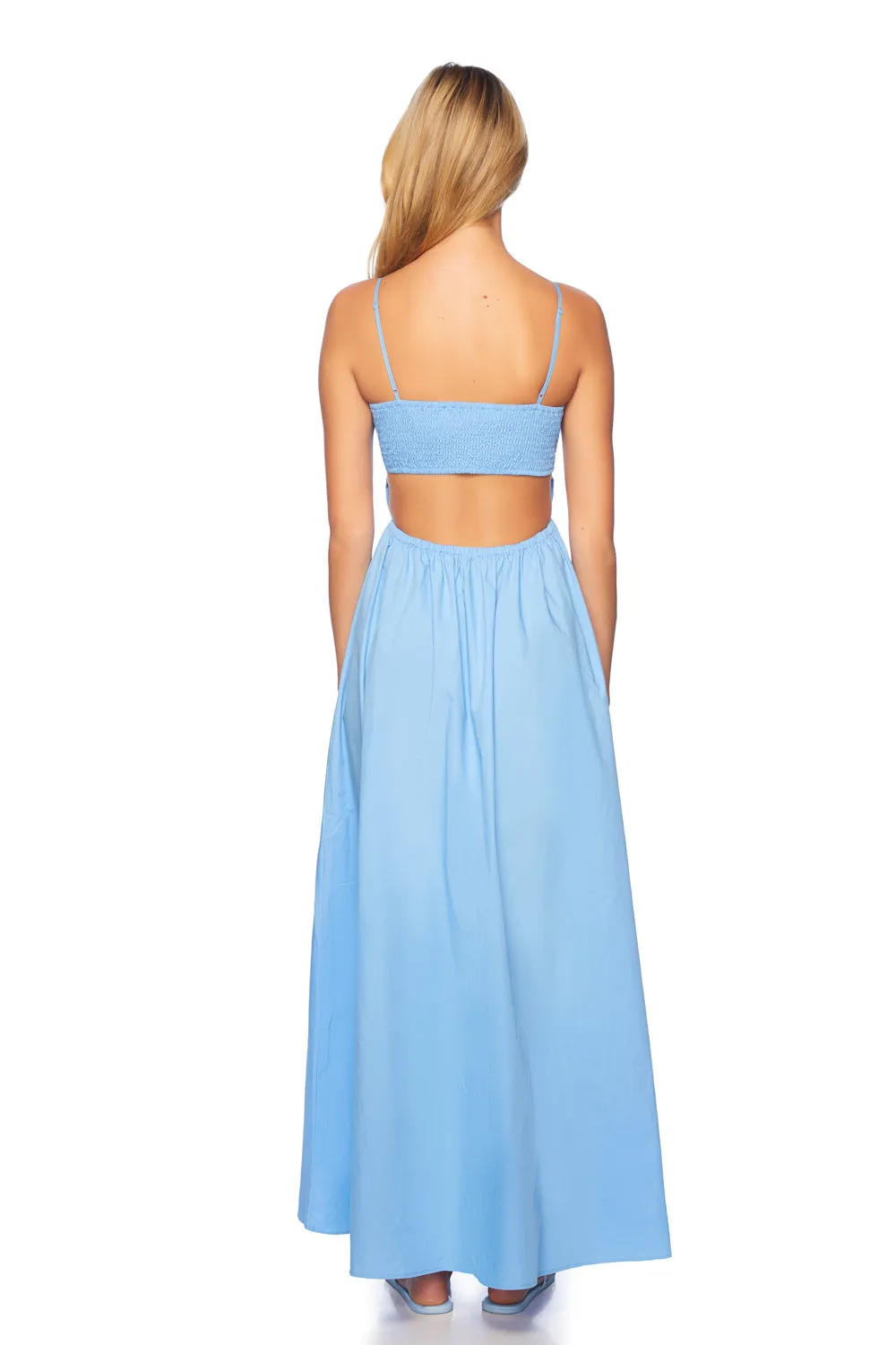 poplin open back dress