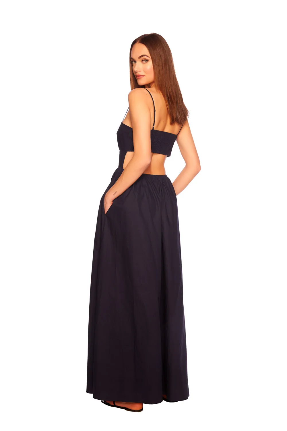 poplin open back dress