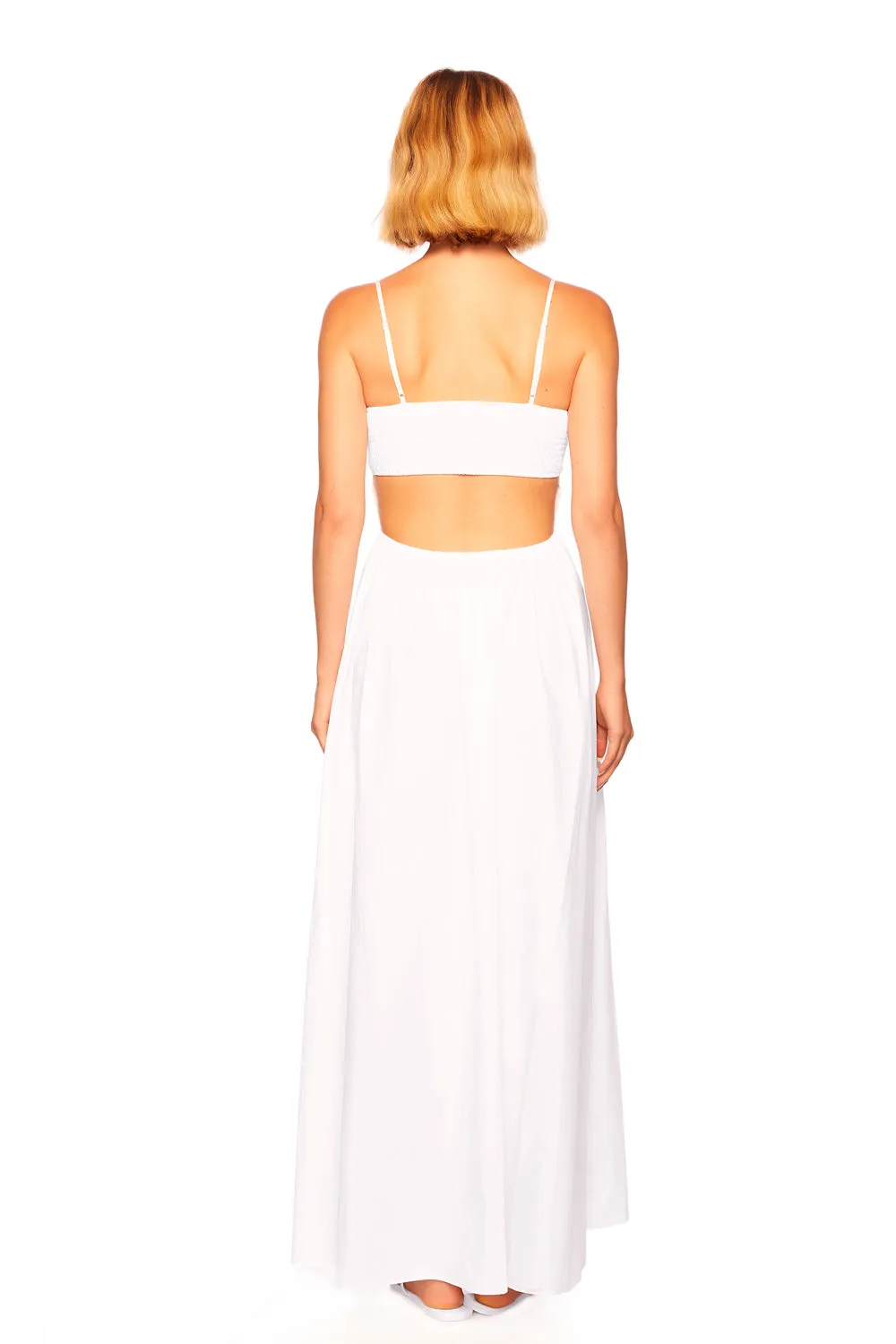 poplin open back dress