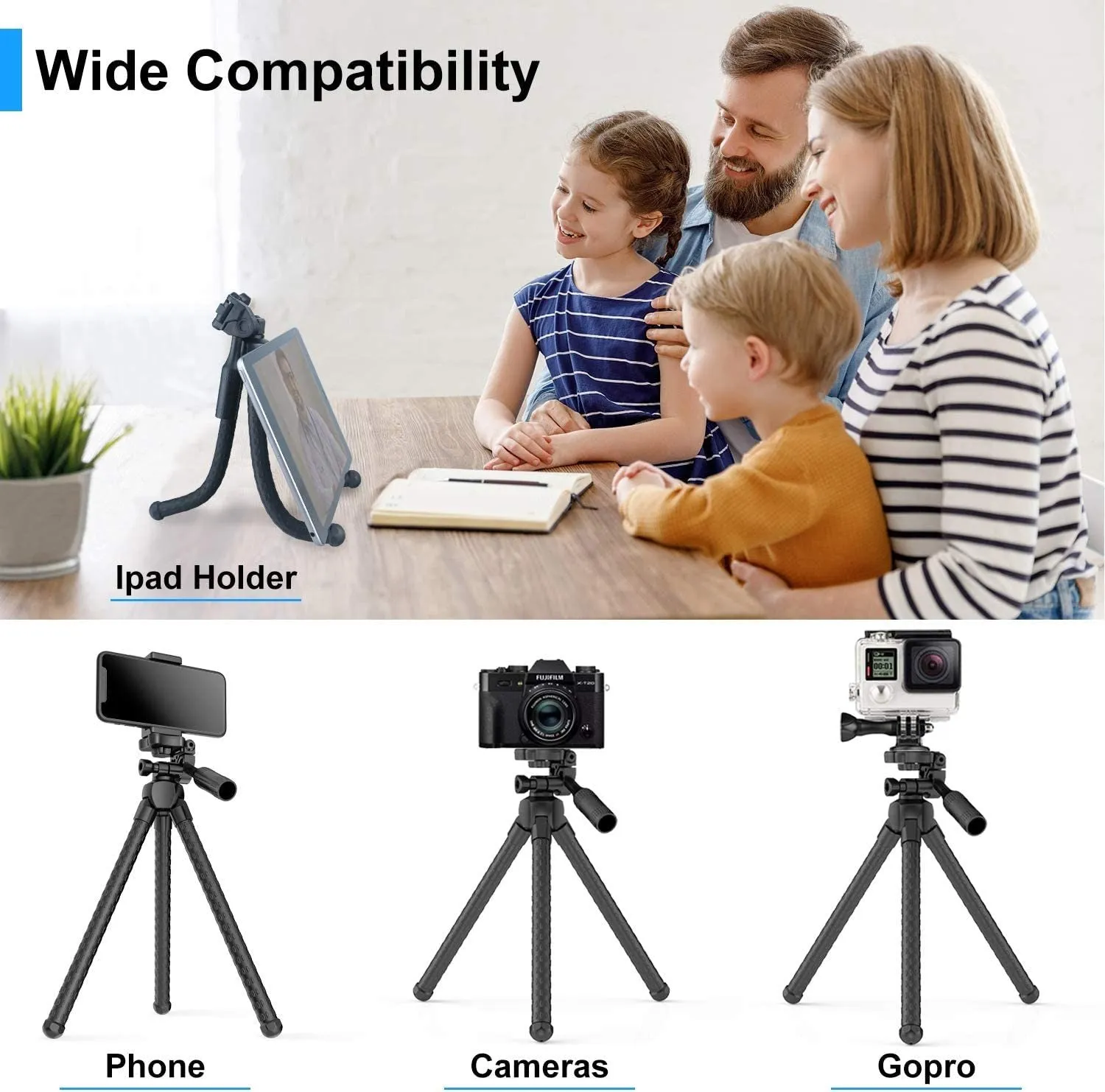 Portable And Adjustable Flexible Phone Tripods Camera Stand Holder