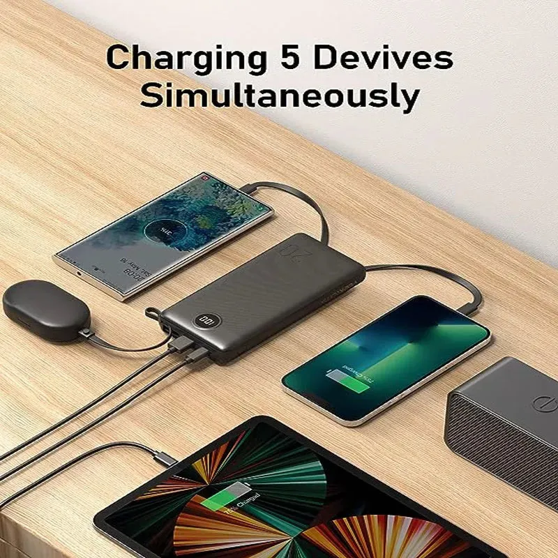 Power Bank With Built In 5 Cables