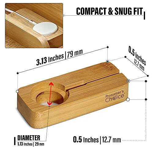 Prosumer's Choice Bamboo Charging Stand Dock Holder for Apple Watch Adapters