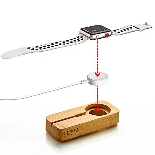 Prosumer's Choice Bamboo Charging Stand Dock Holder for Apple Watch Adapters