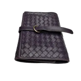 Purple Intrecciato Leather Jewelry Pouch