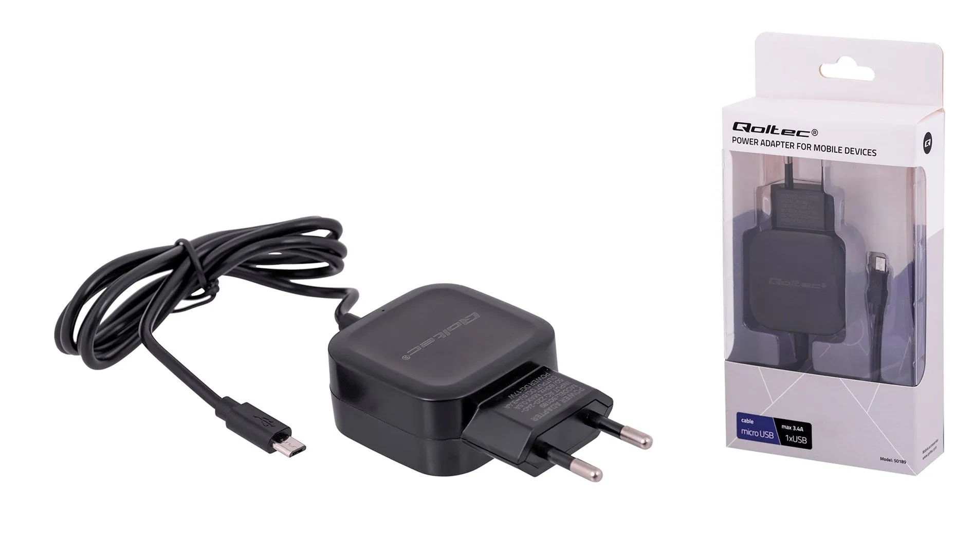 Qoltec 50189 Mobile Device Charger Indoor Black