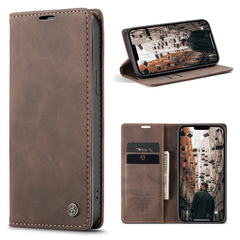 Retro Leather Wallet Flip Magnetic Phone Case With Card Slot For IPhone