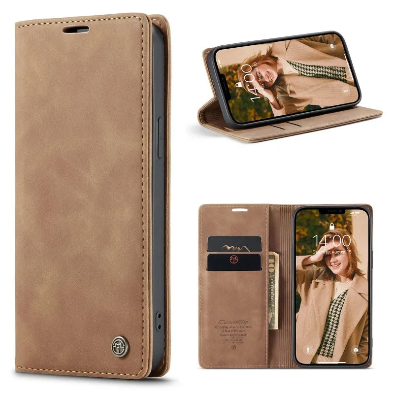 Retro Leather Wallet Flip Magnetic Phone Case With Card Slot For IPhone