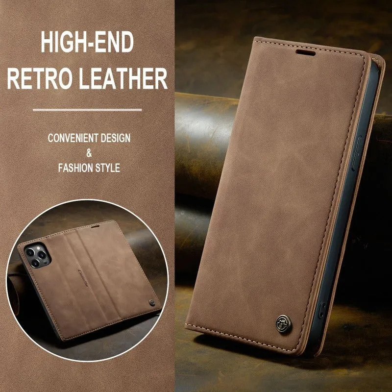 Retro Leather Wallet Flip Magnetic Phone Case With Card Slot For IPhone