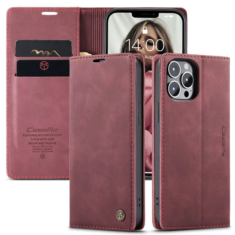 Retro Leather Wallet Flip Magnetic Phone Case With Card Slot For IPhone