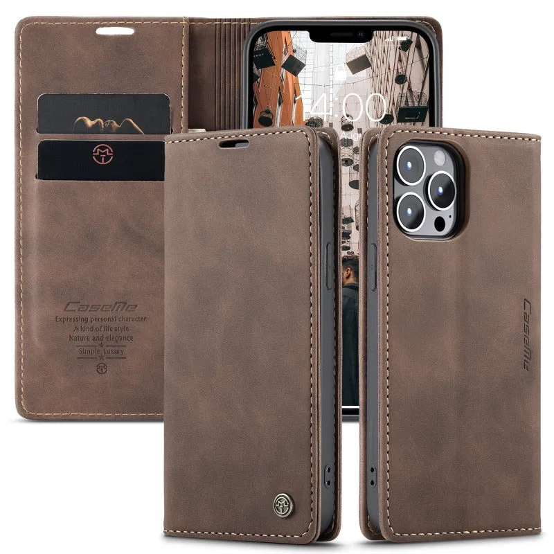 Retro Leather Wallet Flip Magnetic Phone Case With Card Slot For IPhone