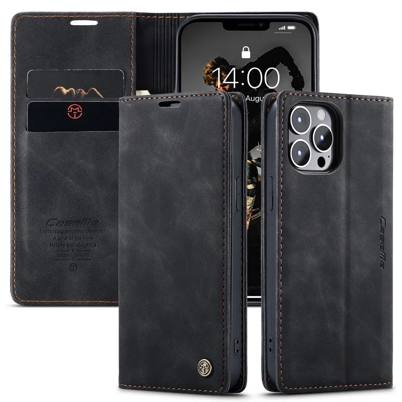 Retro Leather Wallet Flip Magnetic Phone Case With Card Slot For IPhone