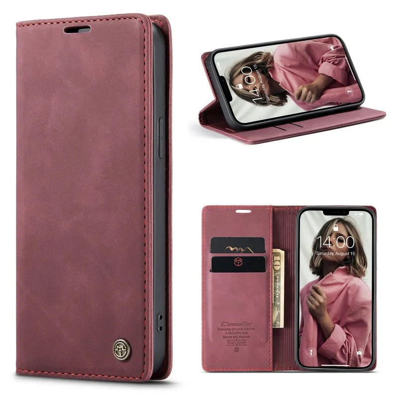 Retro Leather Wallet Flip Magnetic Phone Case With Card Slot For IPhone