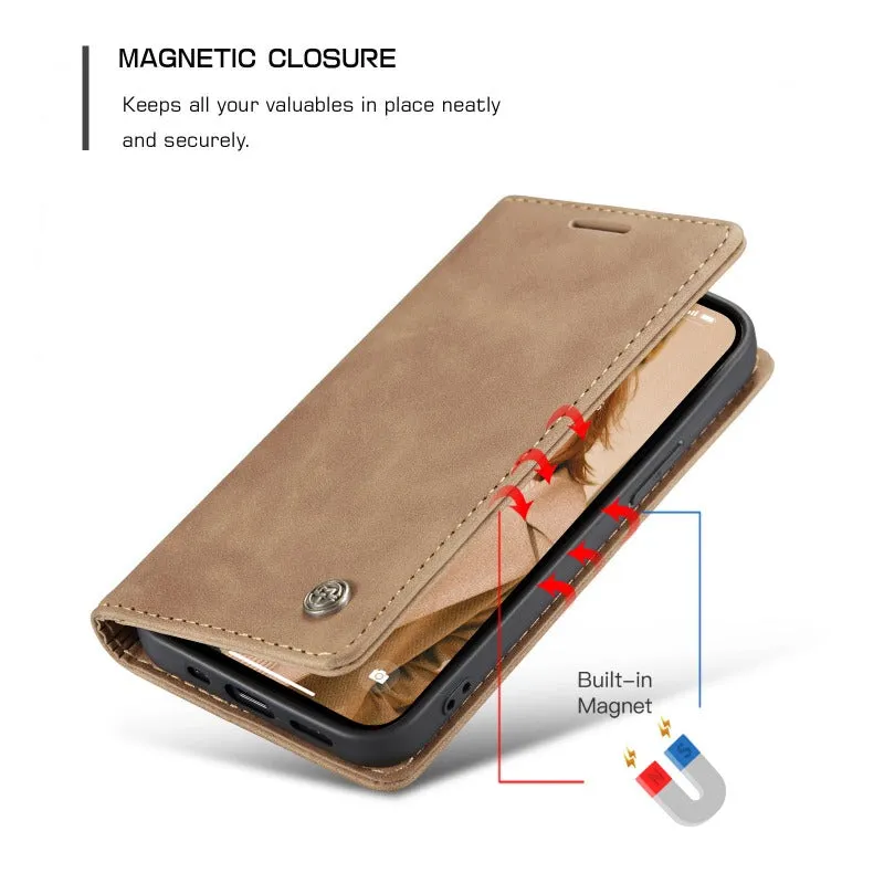 Retro Leather Wallet Flip Magnetic Phone Case With Card Slot For IPhone