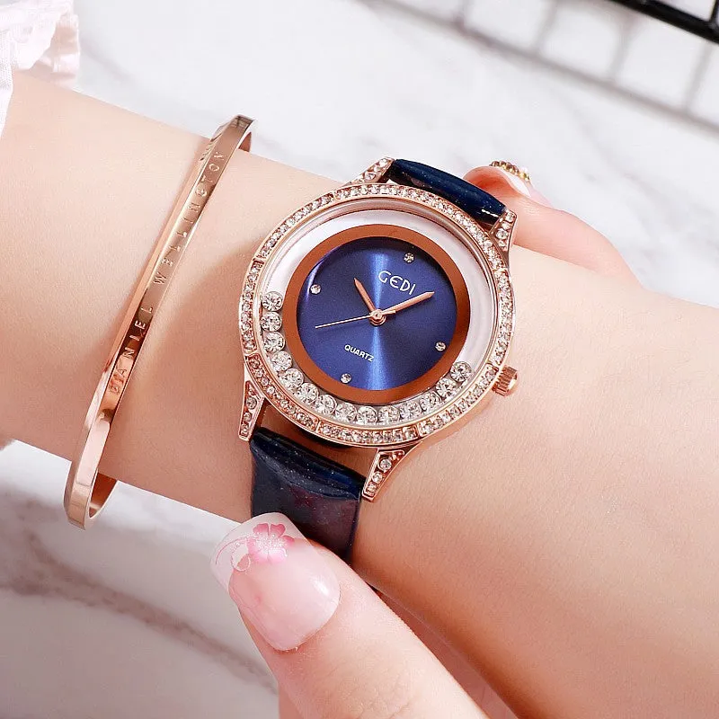 Rotatable Diamond Dial Women's Watch