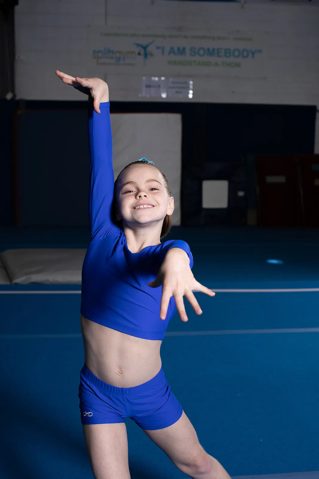 Royal Blue Lycra Long Sleeve Crop