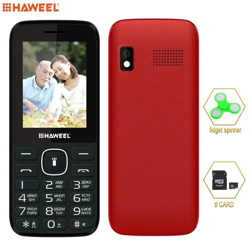 Russian English Keyboard elder Phone Big Speaker Haweel X1 2.4 inch 1500mAh Battery Dual SIM FM TF Torch BT GSM with Earphone