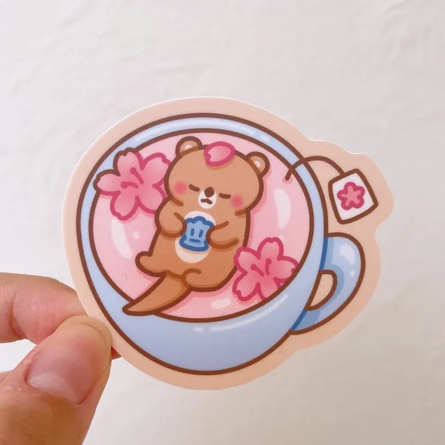 Sakura Tea Otter Viny Sticker