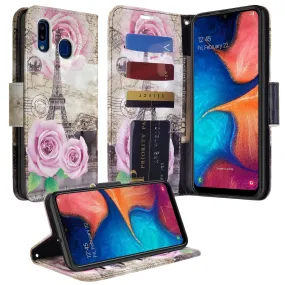 Samsung Galaxy A10e Case, Galaxy A10e Wallet Case, Wrist Strap Pu Leather Wallet Case [Kickstand] with ID & Credit Card Slots - Paris