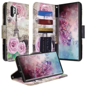 Samsung Galaxy Note 10  Case, Galaxy Note 10 Plus Wallet Case, Wrist Strap Pu Leather Wallet Case [Kickstand] with ID & Credit Card Slots - Paris