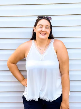 Saturday Sun White Tank With Lace Details