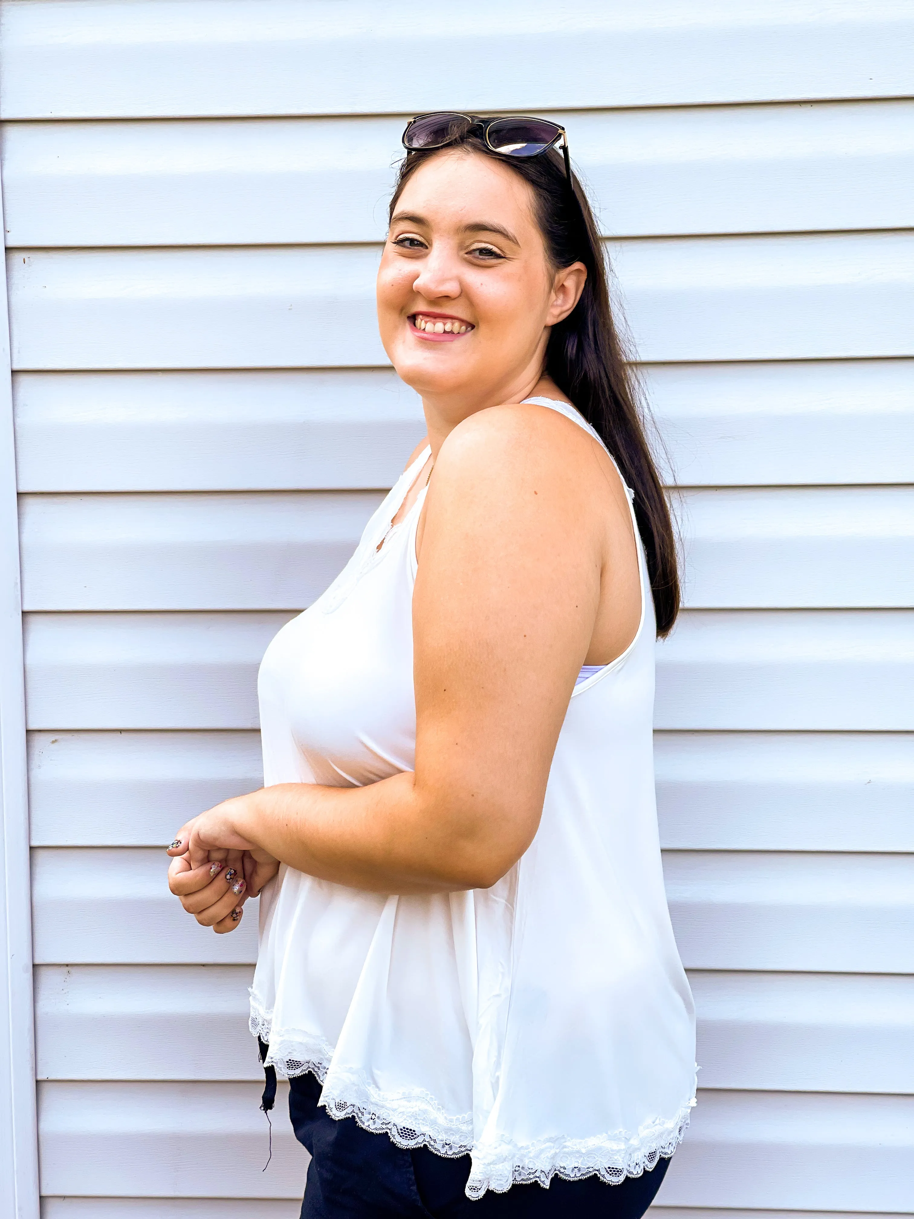 Saturday Sun White Tank With Lace Details