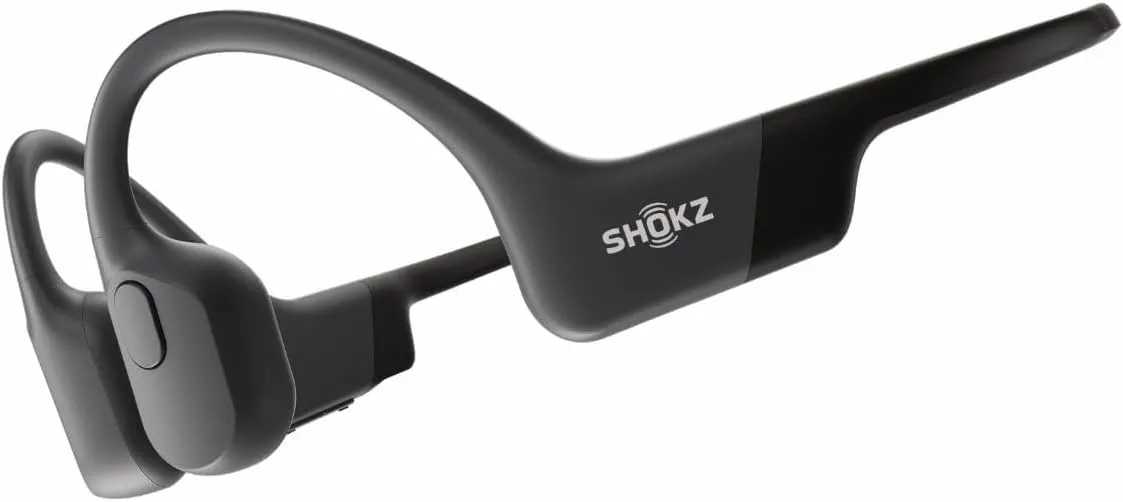 SHOKZ OpenRun Bone Conduction Headphones, Open-Ear Bluetooth Sports Earphones with Mic, IP67 Waterproof Wireless Headset for Running and Workout, 8H Playtime, USB-C - Black, Sport headband