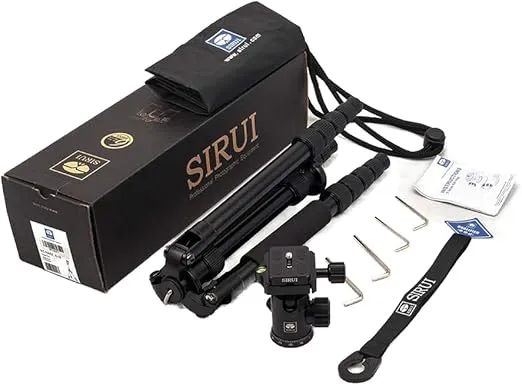 SIRUI Tripod for Camera, 2-in-1 Aluminum Camera Tripod Monopod, Compact Travel Tripod with 360 Panorama Ball Head, Professional Tripod for DSLR Video Camcorders 17,6lbs Load (MT1005 M10)