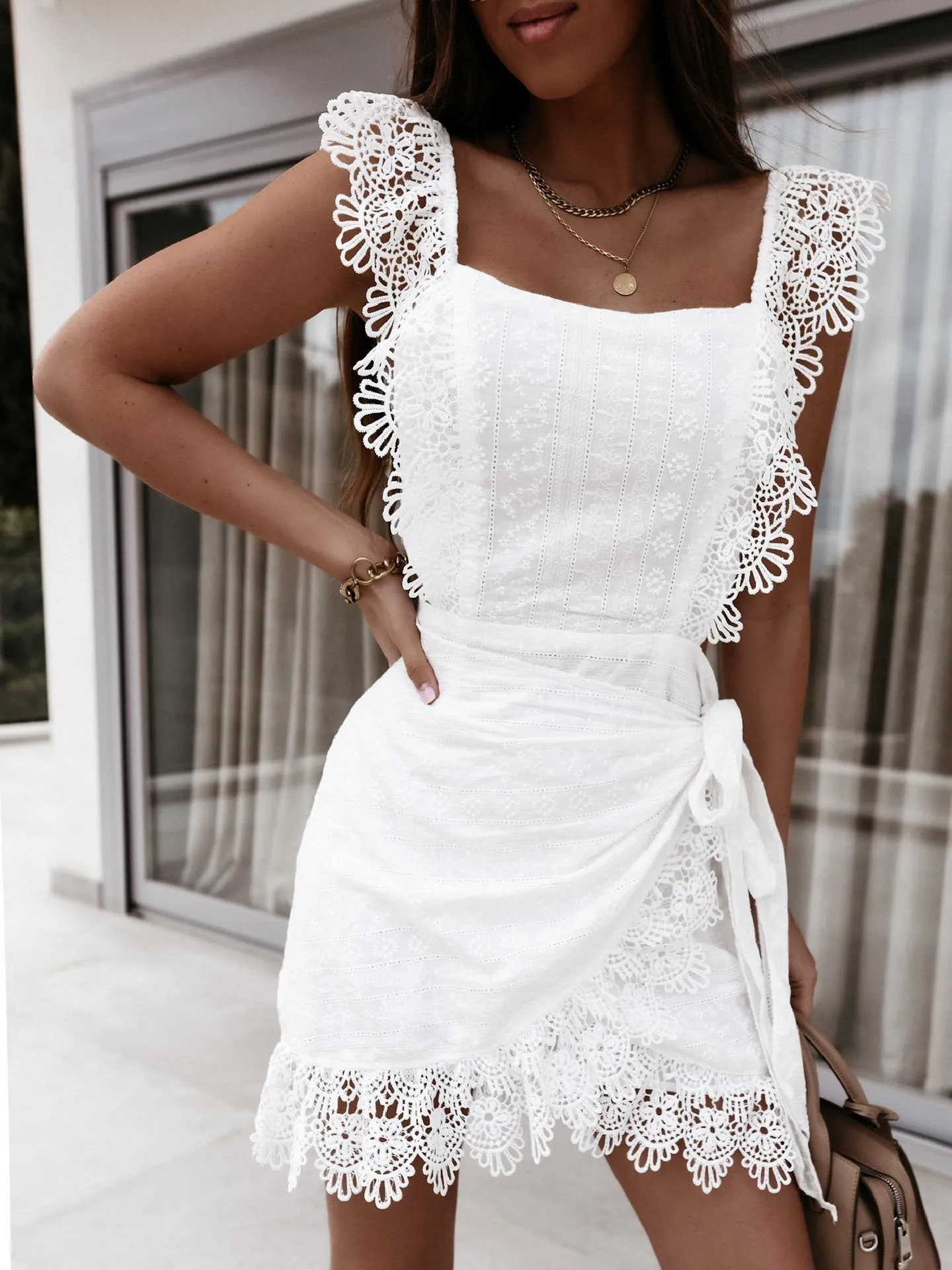 Sleeveless Lace Open Back Dress