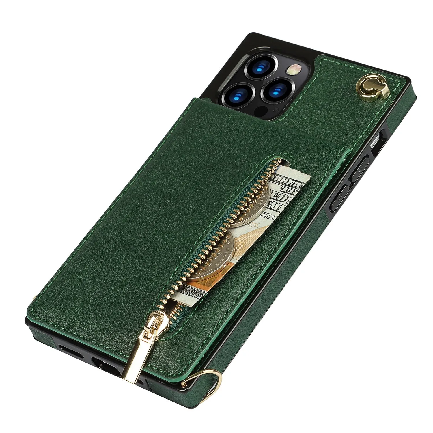 Slim Zipper Wallet Back Case for iPhone - Hands-Free Convenience