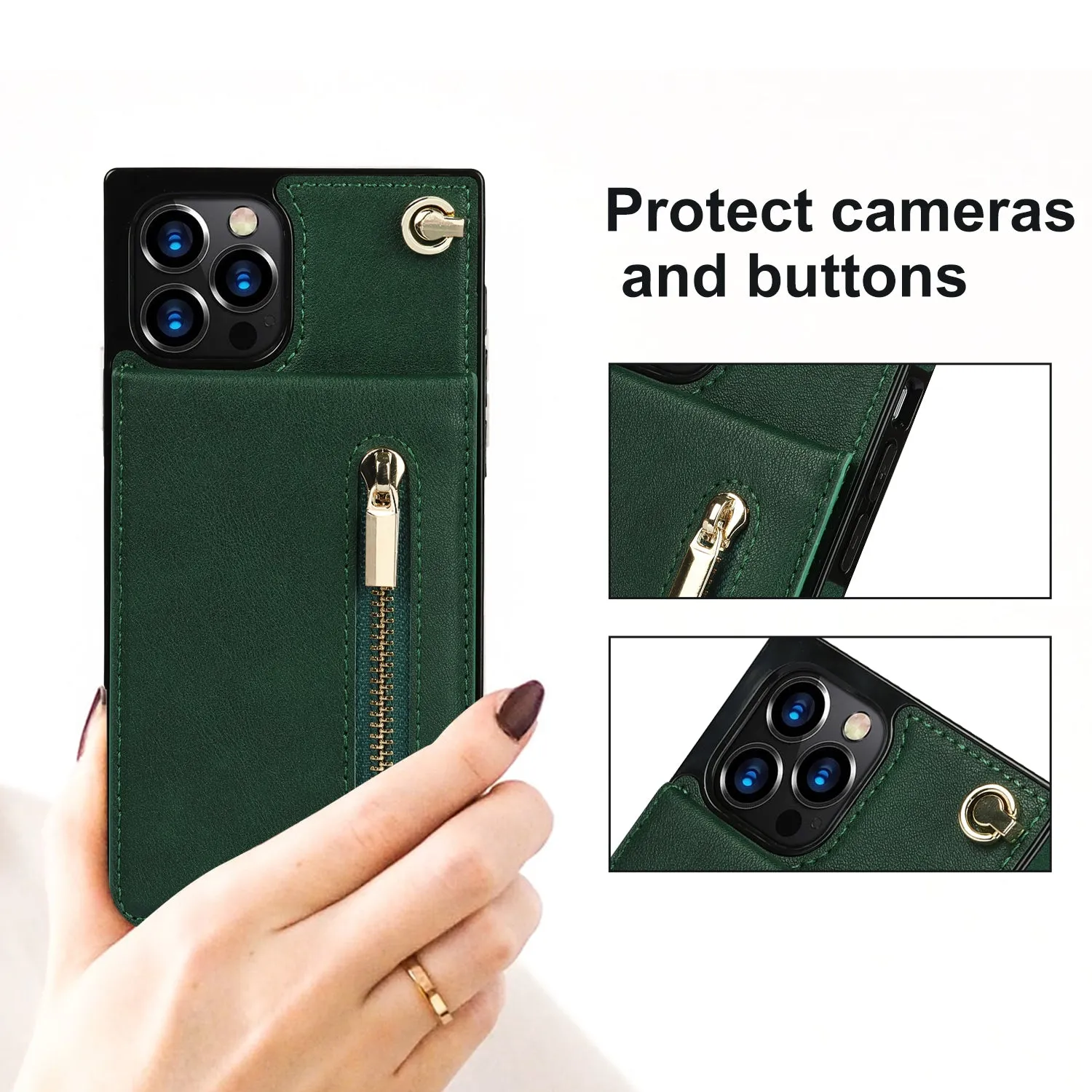 Slim Zipper Wallet Back Case for iPhone - Hands-Free Convenience