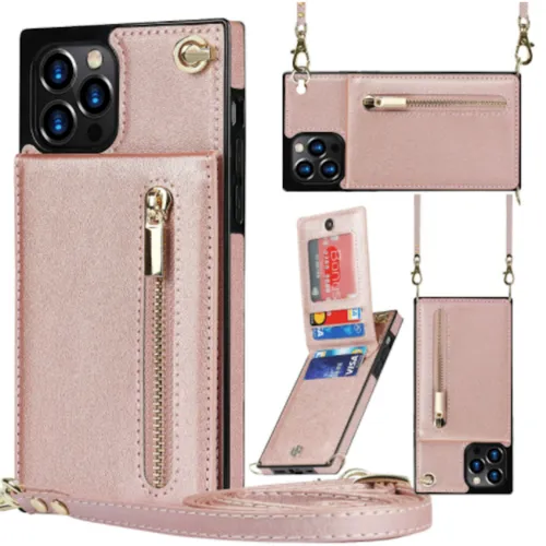 Slim Zipper Wallet Back Case for iPhone - Hands-Free Convenience