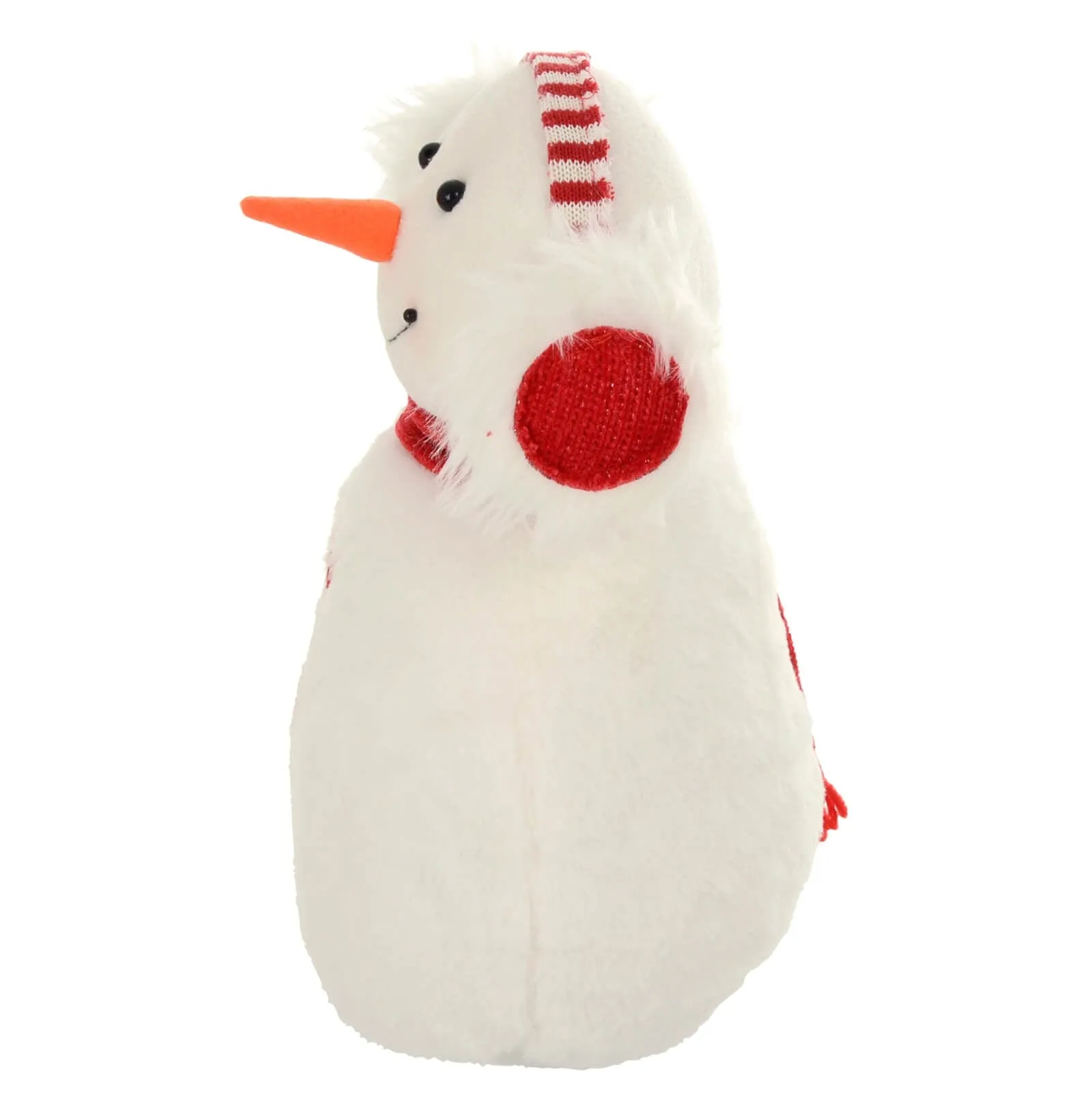 Snowman With Headphones Christmas Decoration White Red 35cm