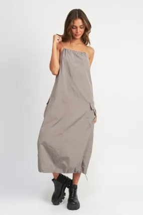 Spaghetti Strap Cargo Midi Dress