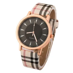 Summer new breathe sweet Plaid Ribbon minimalist chassis ladies wristwatch women watch quartz Dress Watch Leather Strap