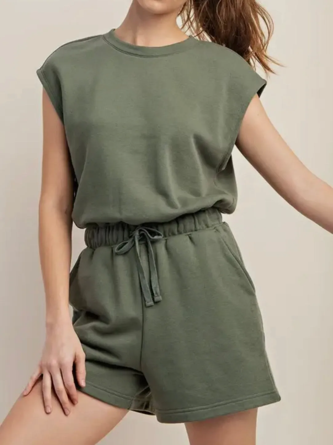 Sunday Open Back Romper - Olive