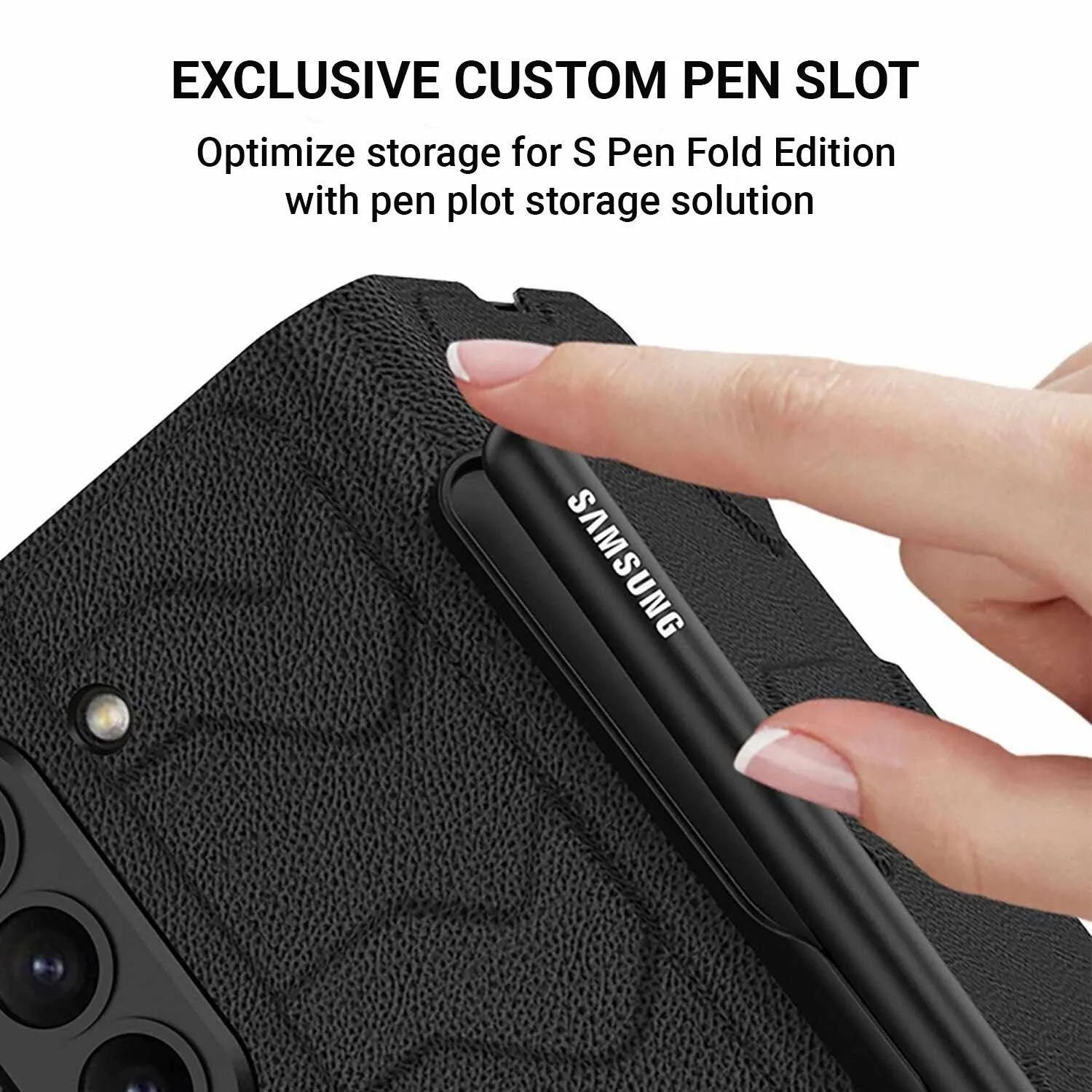 Tauri Leather Case for Galaxy Z Fold With Side Pen Slot