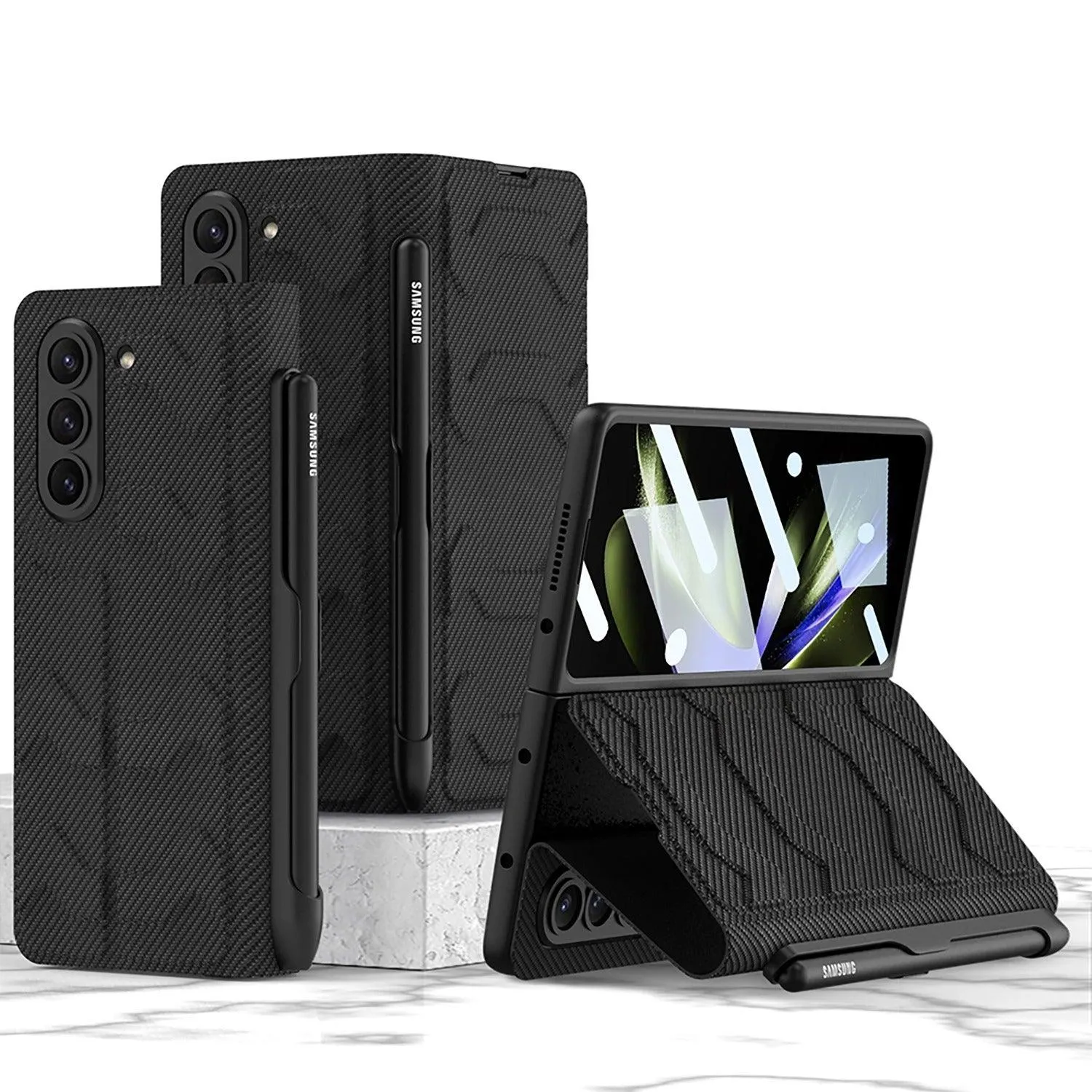 Tauri Leather Case for Galaxy Z Fold With Side Pen Slot