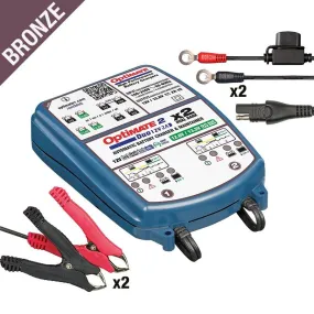 Tecmate OptiMate 2 DUO x 2 BANK Bronze, 12V/12.8V 2A Battery Maintainer