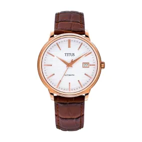 The Dawn 3 Hands Date Mechanical Leather Men Watch W06-03247-002