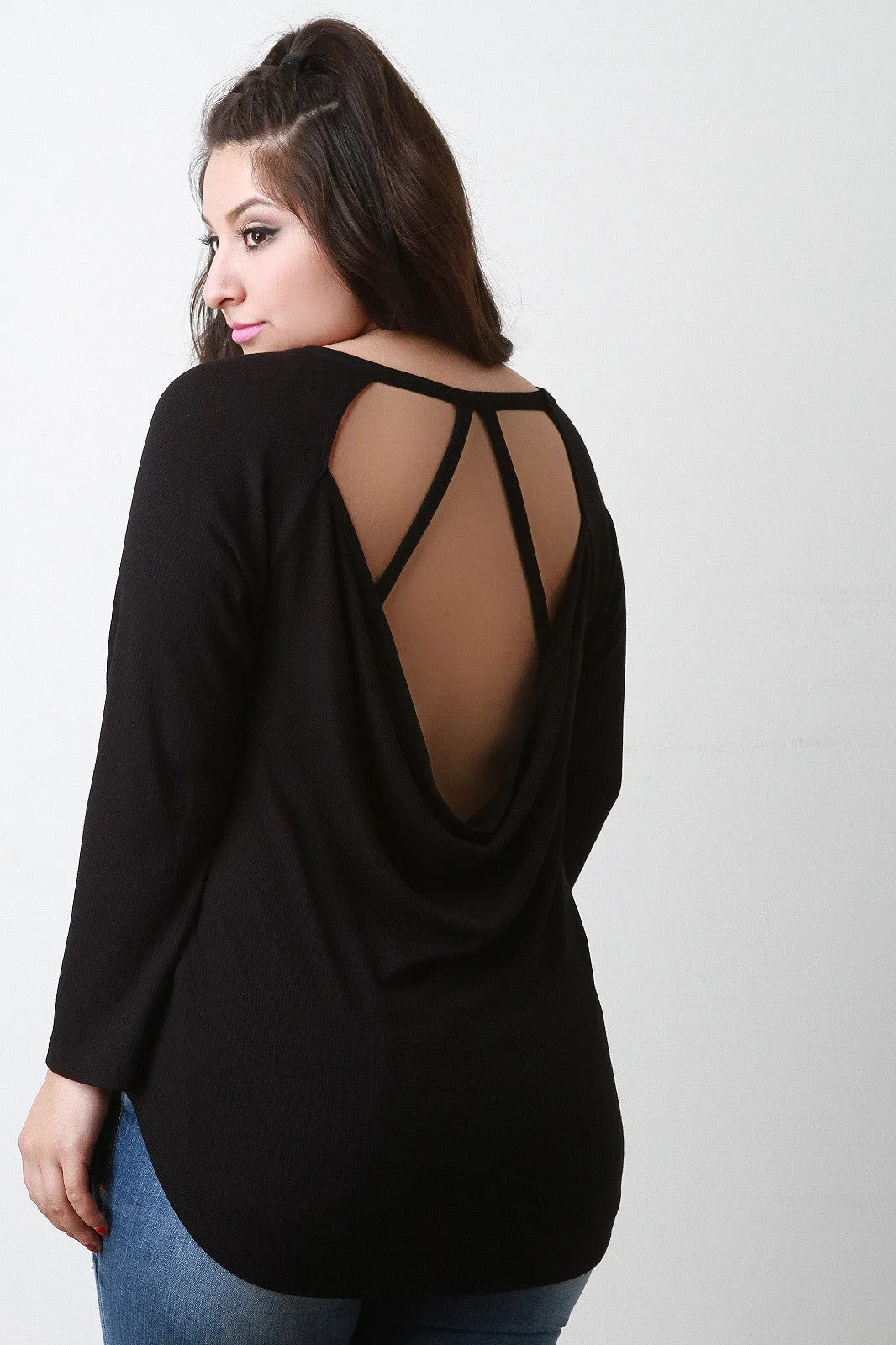 Thermal Knit Open Back Top