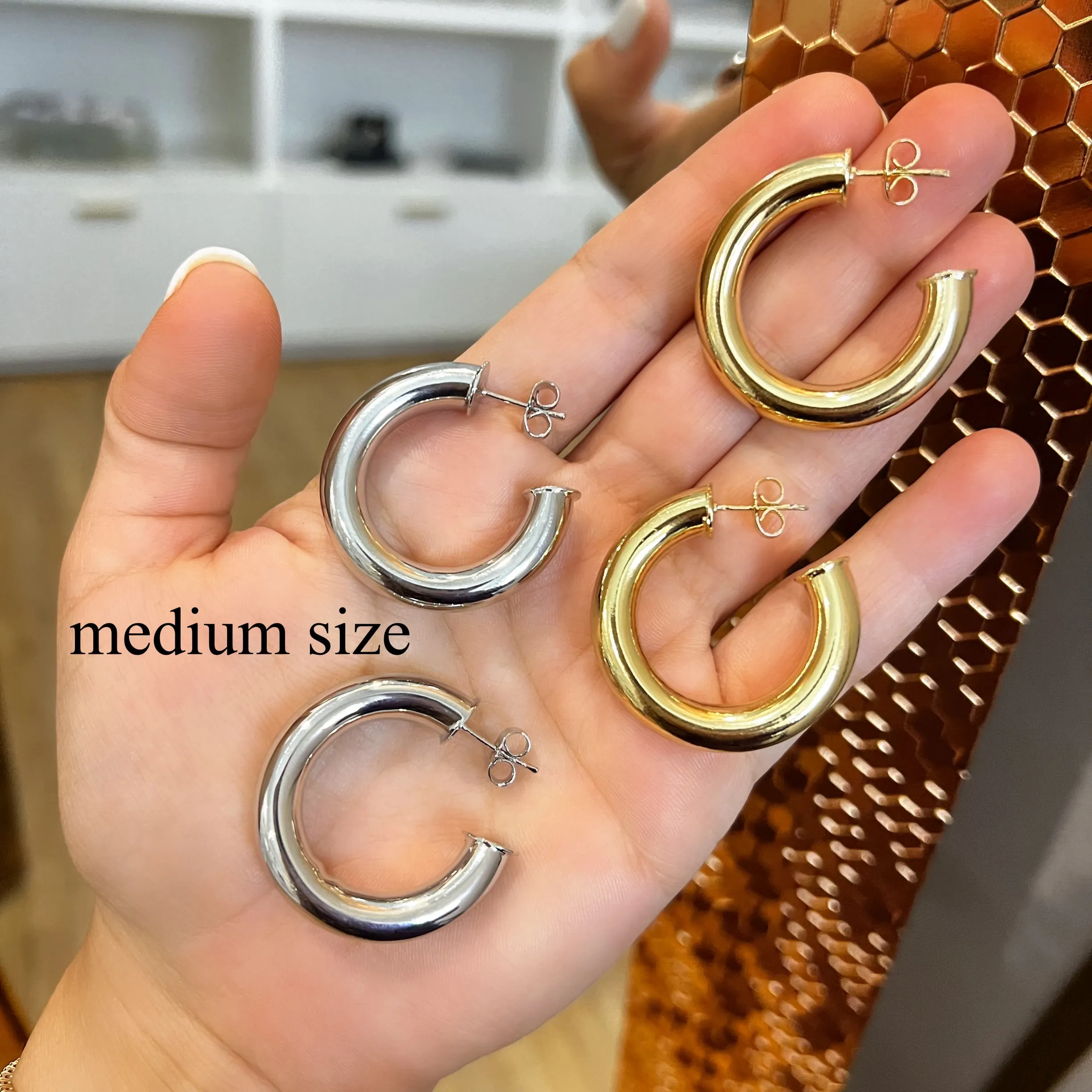 Thick Open Back Hoop Earrings