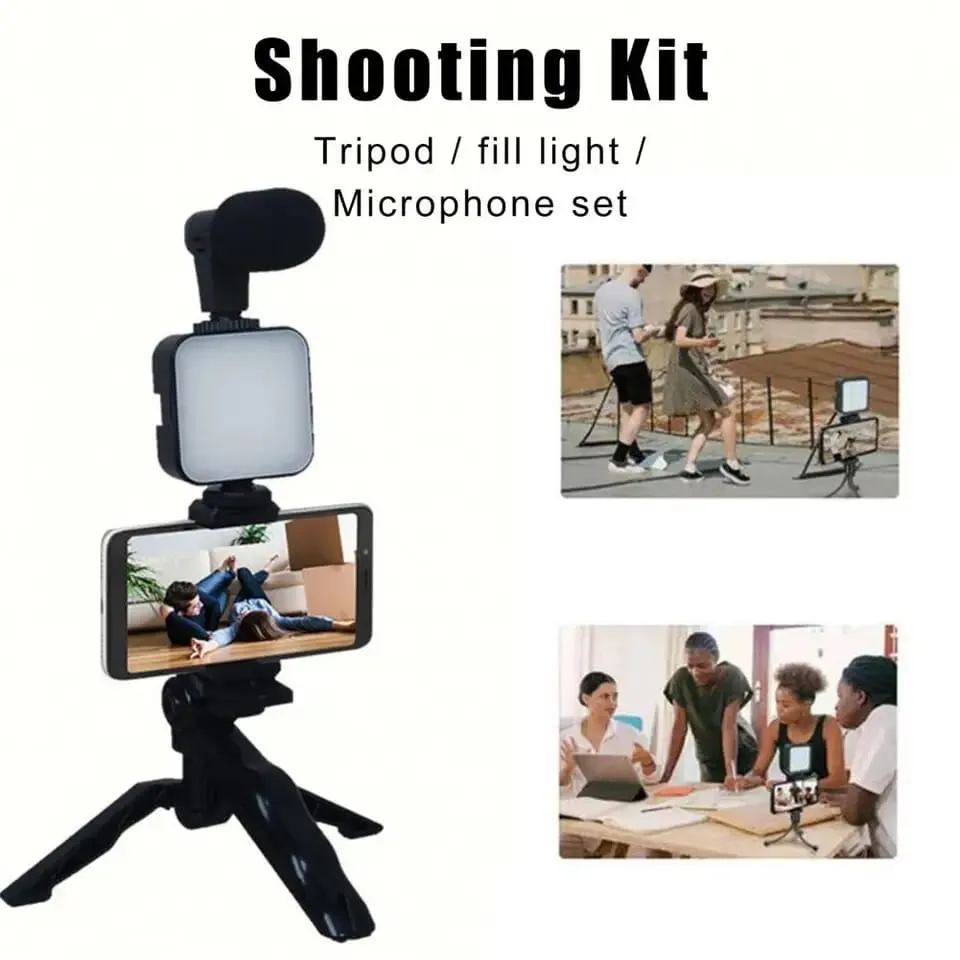 Video Vlog Making Tripod Kit with Mic & Light AY-49