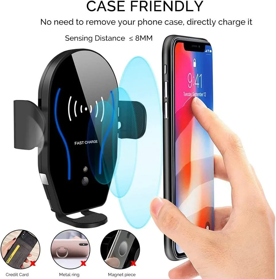 Wireless Car Charger Mount, Mikikin Auto-Clamping Qi 10W 7.5W Fast Charging Car Phone Holder Air Vent Compatible with Iphone 14/13/12/Mini/11/Pro/Pro Max/Plus/Xr/Xs/X/8, Samsung S22/S21/S20/10/Note 20