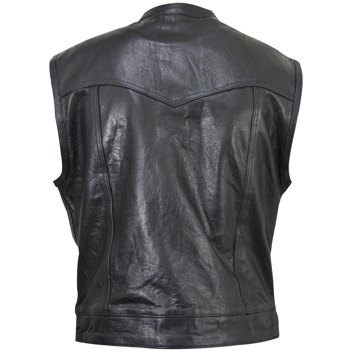 Xelement XS1937 Men's 'Quick Draw' Black Leather Motorcycle Biker Rider Vest